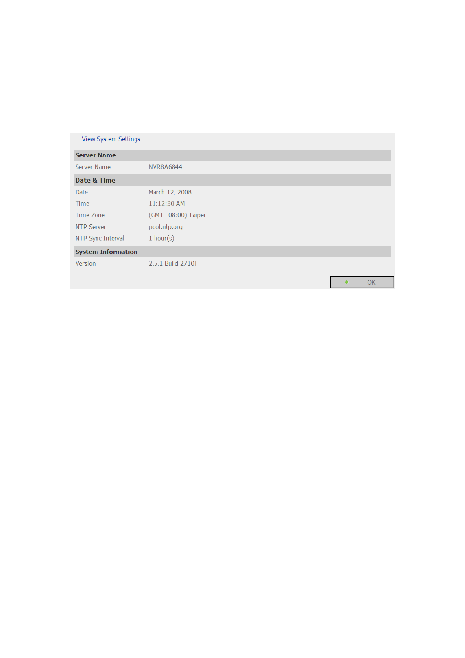 3 view system settings, View system settings | QNAP Security NVR-101 (Version: 2.8.0) User Manual | Page 52 / 101
