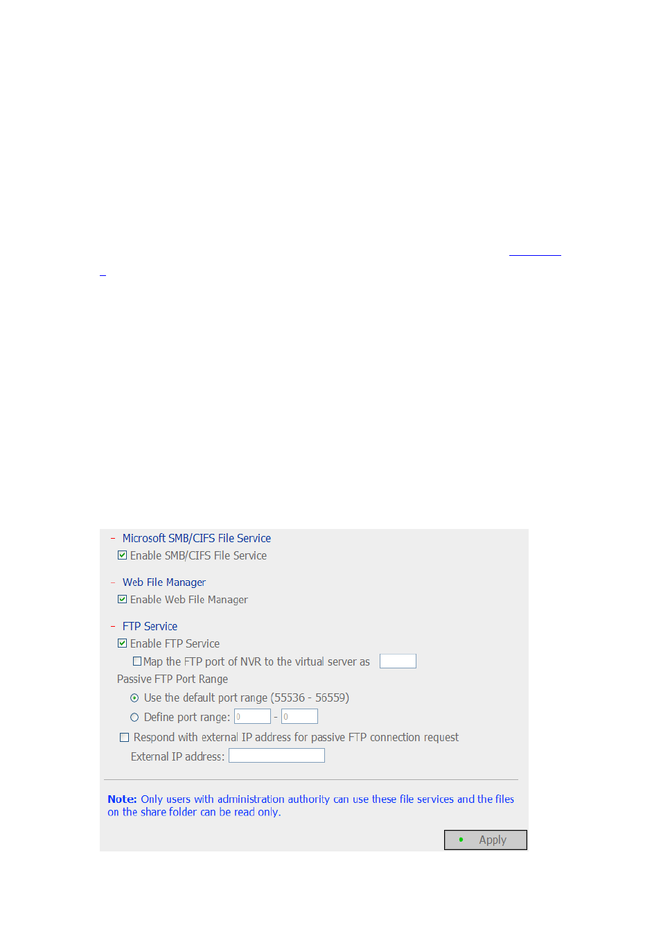 3 file services, File services | QNAP Security NVR-101 (Version: 2.8.0) User Manual | Page 55 / 101