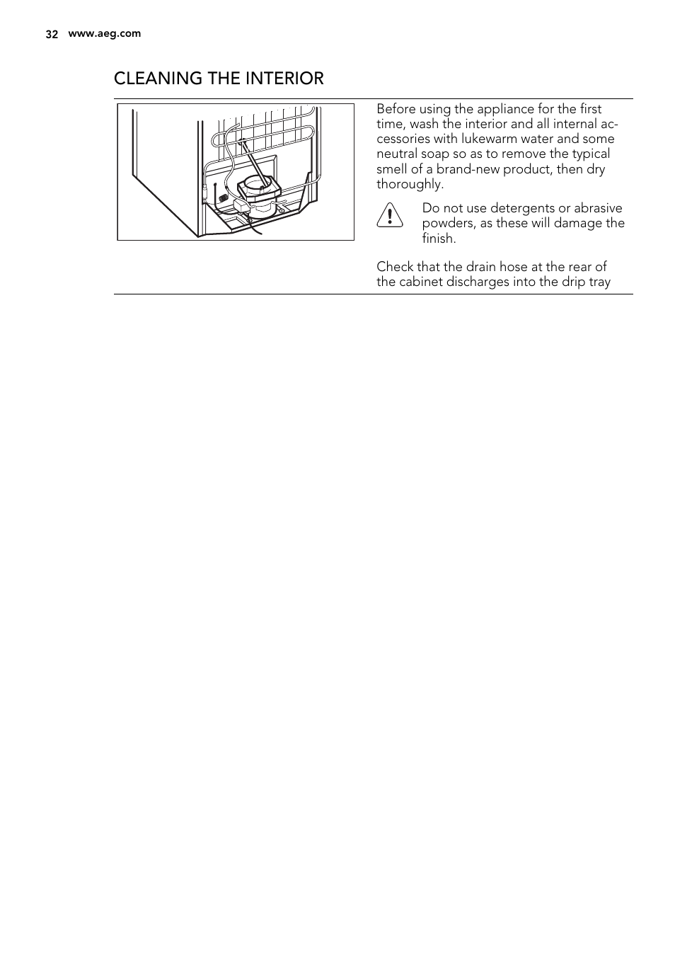 Cleaning the interior | AEG ELECTROLUX A 92700 GNW 0 User Manual | Page 32 / 92