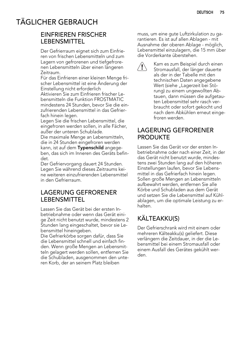Täglicher gebrauch | AEG ELECTROLUX A 92700 GNW 0 User Manual | Page 75 / 92