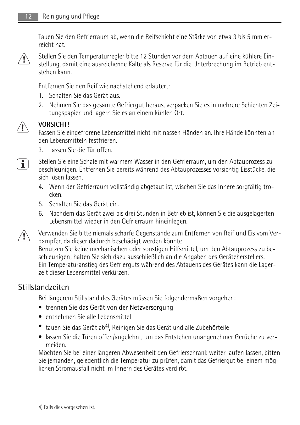 Stillstandzeiten | AEG ELECTROLUX AIK 2681 R User Manual | Page 12 / 92