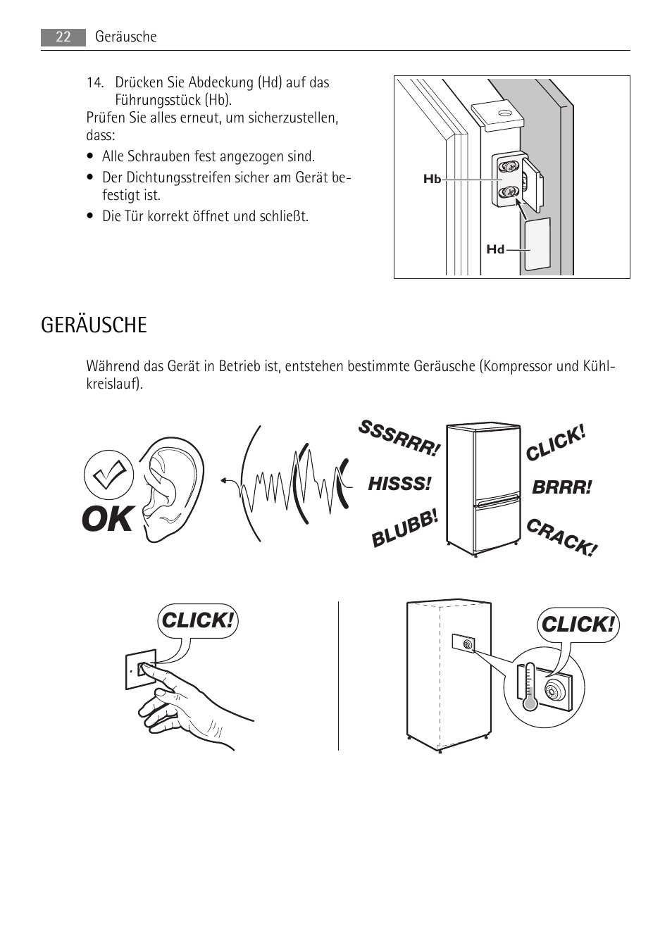 Geräusche, Click | AEG ELECTROLUX AIK 2681 R User Manual | Page 22 / 92