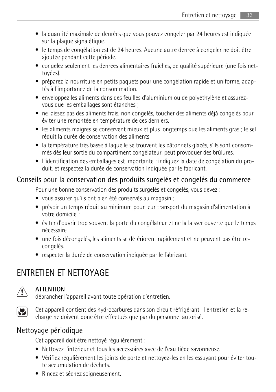 Entretien et nettoyage, Nettoyage périodique | AEG ELECTROLUX AIK 2681 R User Manual | Page 33 / 92