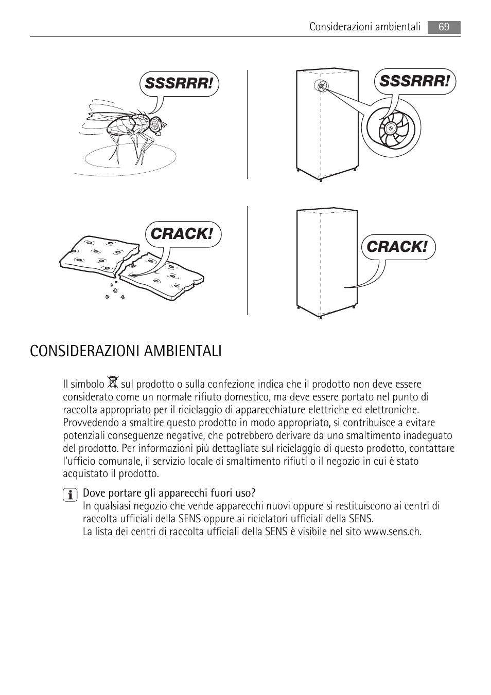 Considerazioni ambientali, Sssrrr, Crack | AEG ELECTROLUX AIK 2681 R User Manual | Page 69 / 92