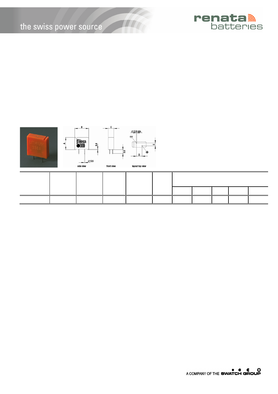 Renata SA 338A User Manual | 1 page