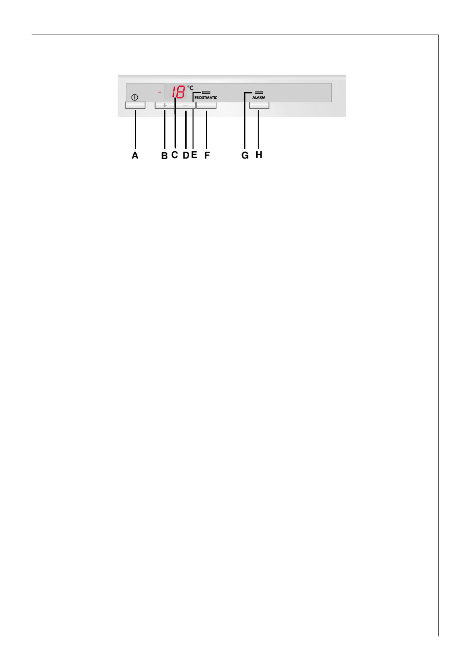 Bedienungs- und kontrolleinrichtung, Tasten zur temperatureinstellung, Temperaturanzeige | Inbetriebnahme - temperatur einstellen | AEG ELECTROLUX A 75240 GA User Manual | Page 11 / 80