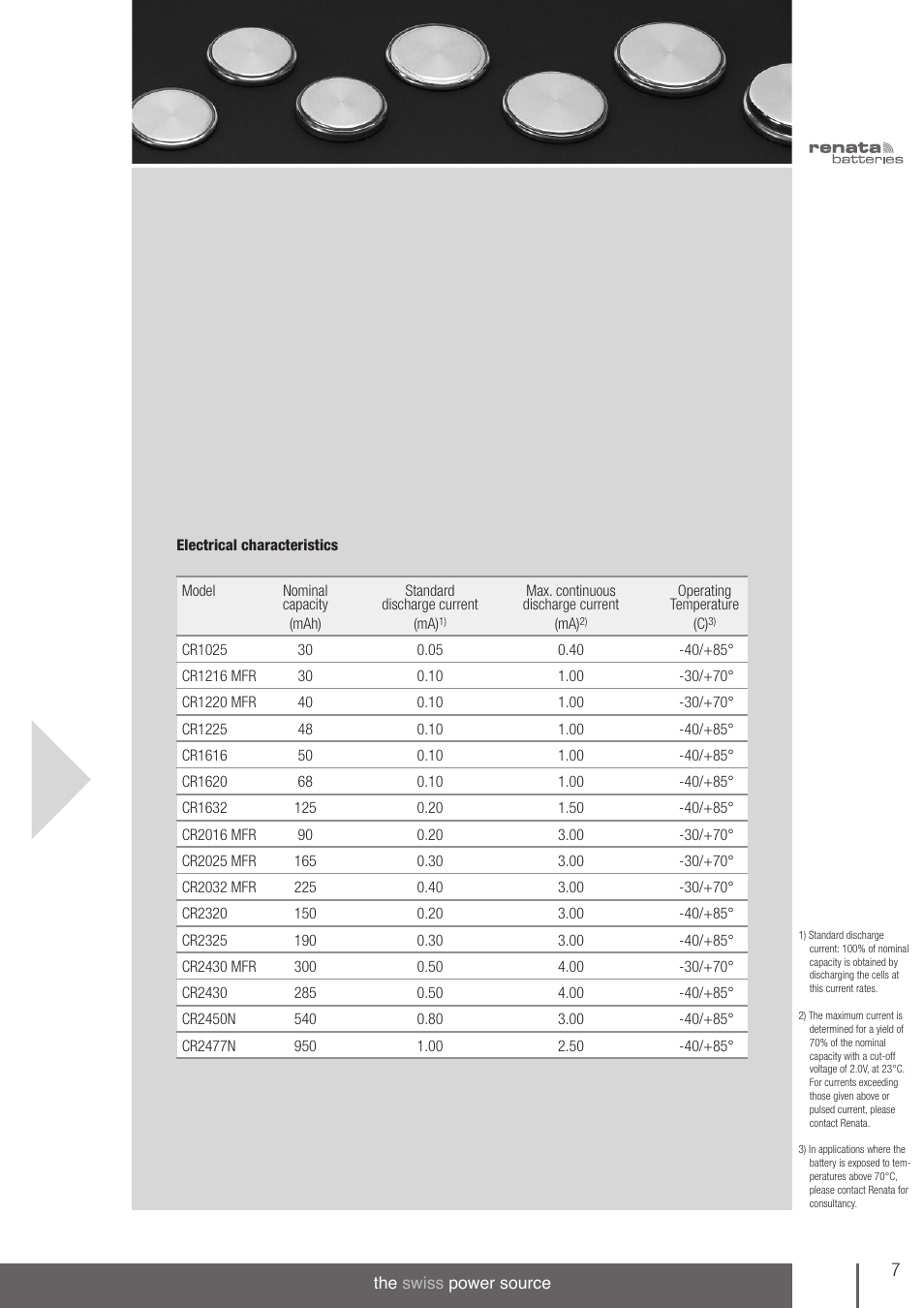 Renata SA 3V Lithium Coin Cells - DESIGNER'S GUIDE User Manual | Page 7 / 70