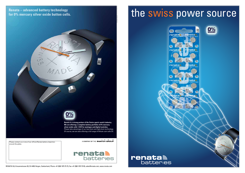 Renata SA Silver Oxide 0% Mercury Batteries - MP Packaging User Manual | 2 pages