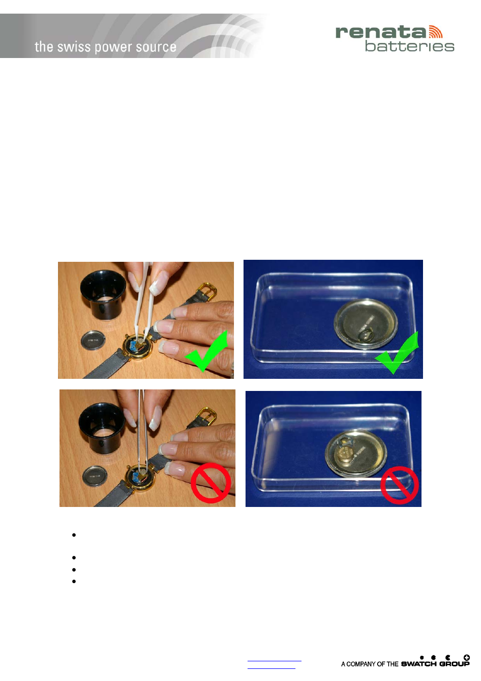 Renata SA Changing the Battery User Manual | 1 page