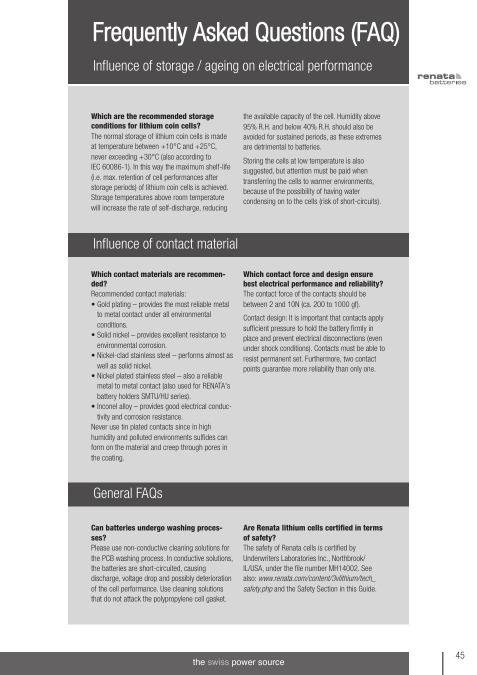 Frequently asked questions (faq), General faqs | Renata SA Frequently Asked Questions User Manual | Page 5 / 5