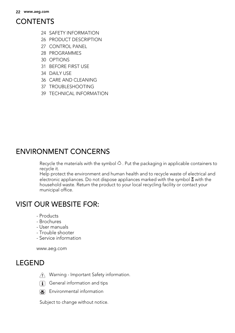 AEG ELECTROLUX F 78029 VI 0 P User Manual | Page 22 / 84