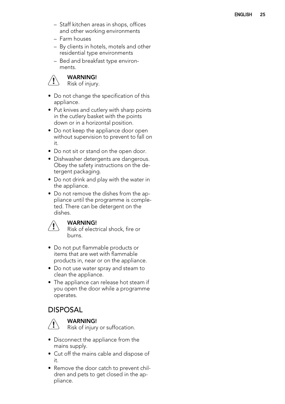 Disposal | AEG ELECTROLUX F 78029 VI 0 P User Manual | Page 25 / 84
