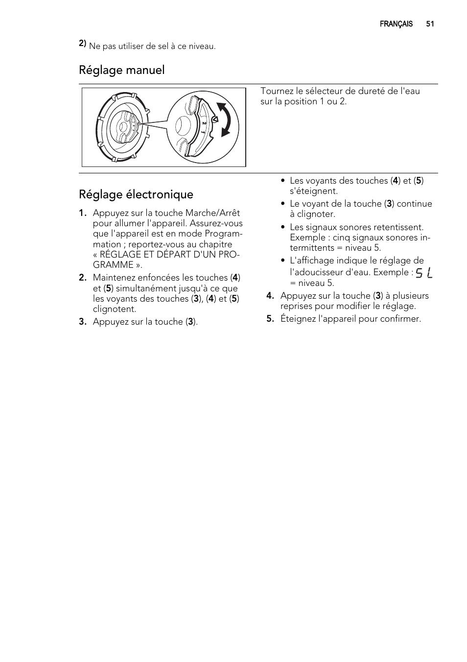 Réglage manuel, Réglage électronique | AEG ELECTROLUX F 78029 VI 0 P User Manual | Page 51 / 84