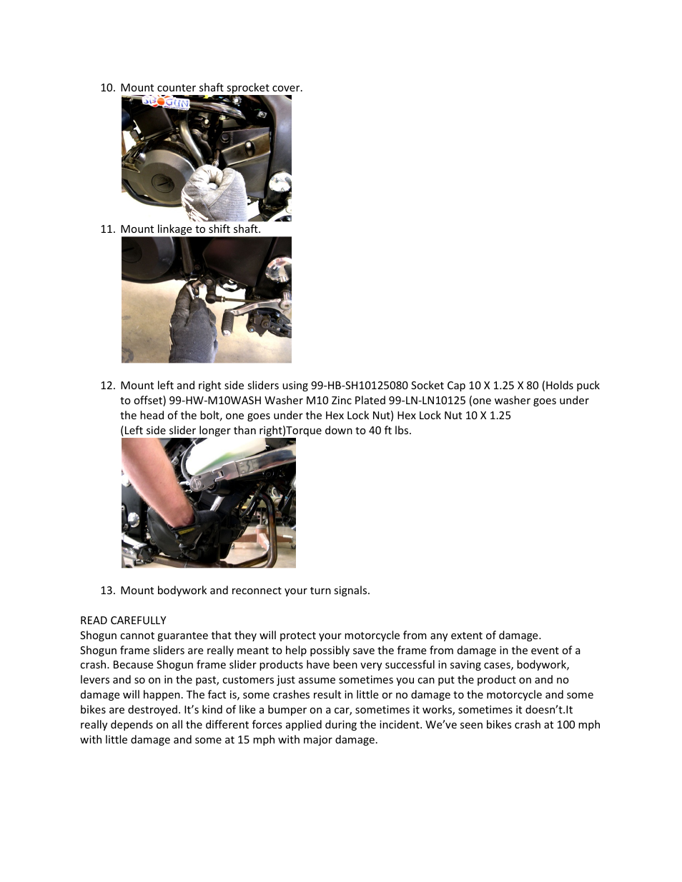 Shogun Motorsports Kawasaki Ninja 250 (08-12) Frame Slider User Manual | Page 5 / 5