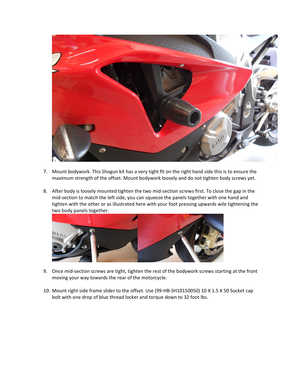 Shogun Motorsports BMW S1000RR (12-13) NO CUT Frame Slider User Manual | Page 3 / 4