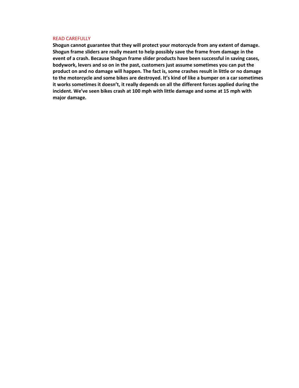 Shogun Motorsports Kawasaki ZX-10R (2011) NO CUT Frame Slider User Manual | Page 2 / 2