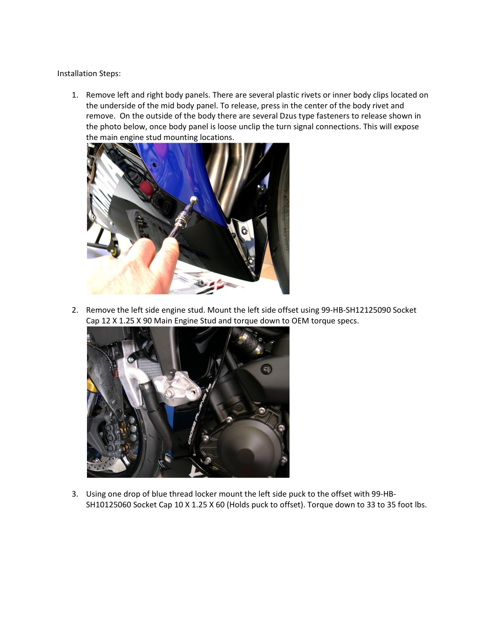 Shogun Motorsports Yamaha R1 (2009) No Cut Frame Slider User Manual | Page 2 / 3