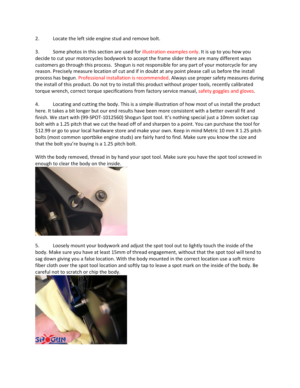 Shogun Motorsports Yamaha FZ6R (09-13) Frame Slider User Manual | Page 2 / 5