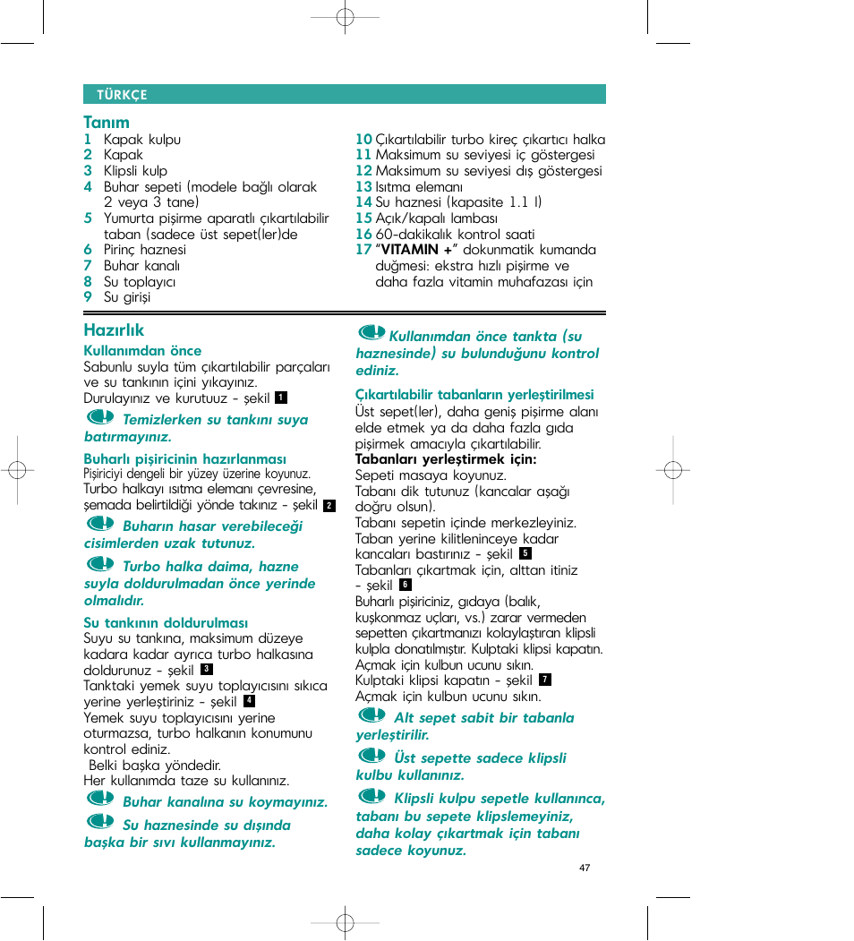 Haz rl k, Tan m | Tefal VC 4003 User Manual | Page 48 / 52
