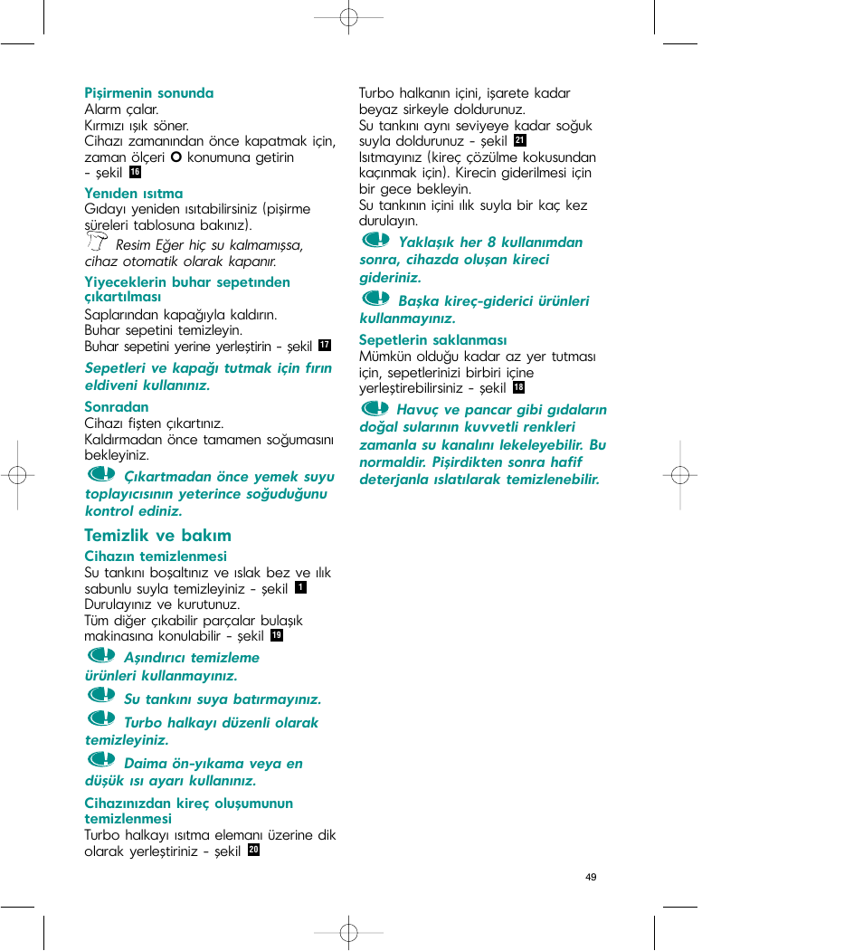 Temizlik ve bak m | Tefal VC 4003 User Manual | Page 50 / 52