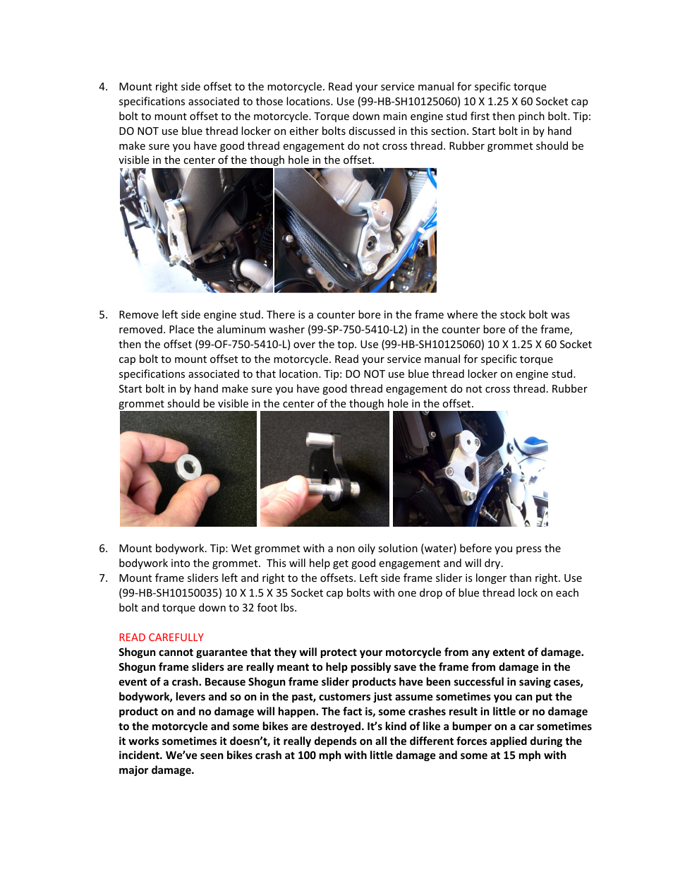 Shogun Motorsports Suzuki GSXR600_750 (06-07) NO CUT Frame Slider User Manual | Page 3 / 3