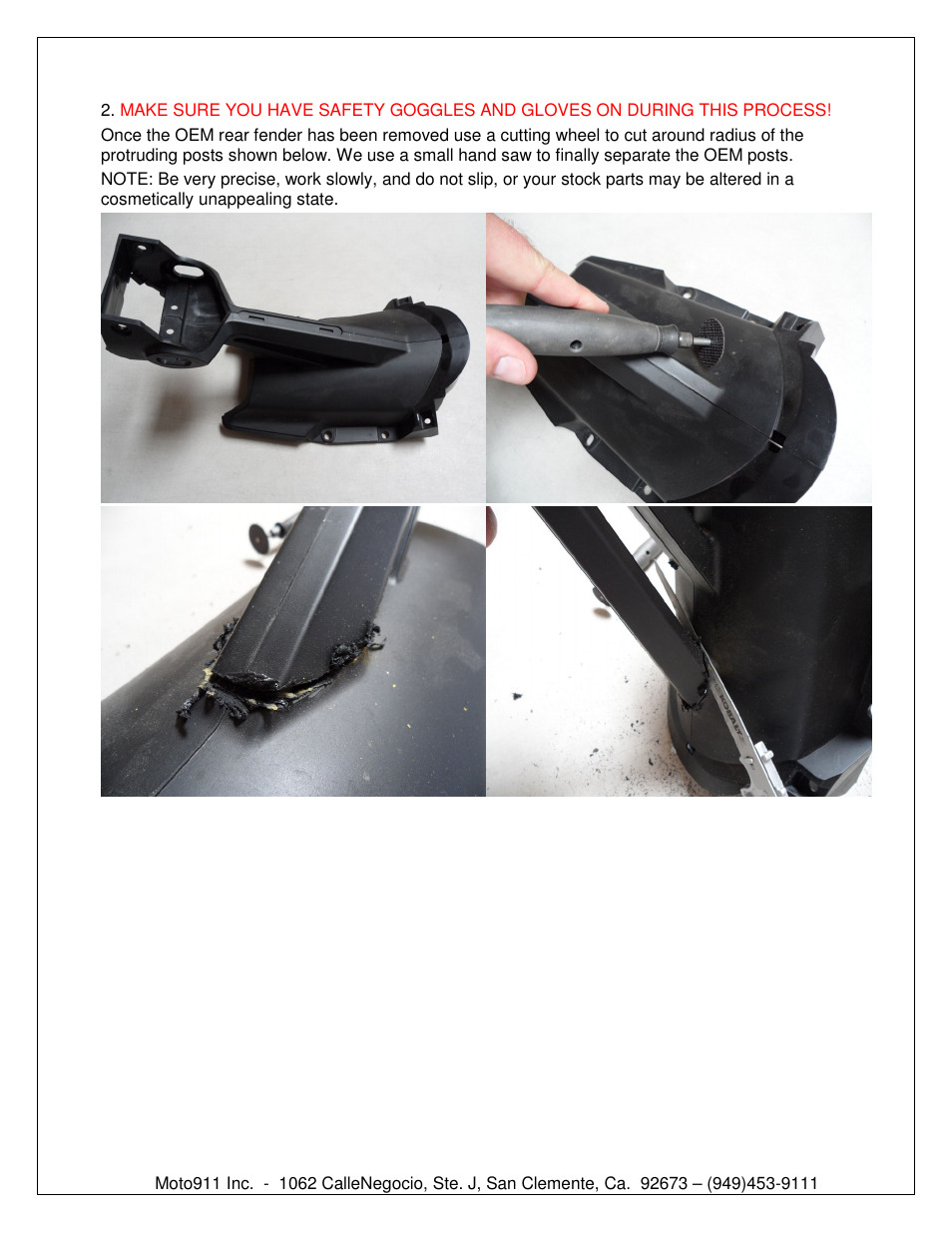 Shogun Motorsports Honda CBR1000RR (08-11) DMP Fender Eliminator Instructions User Manual | Page 2 / 6