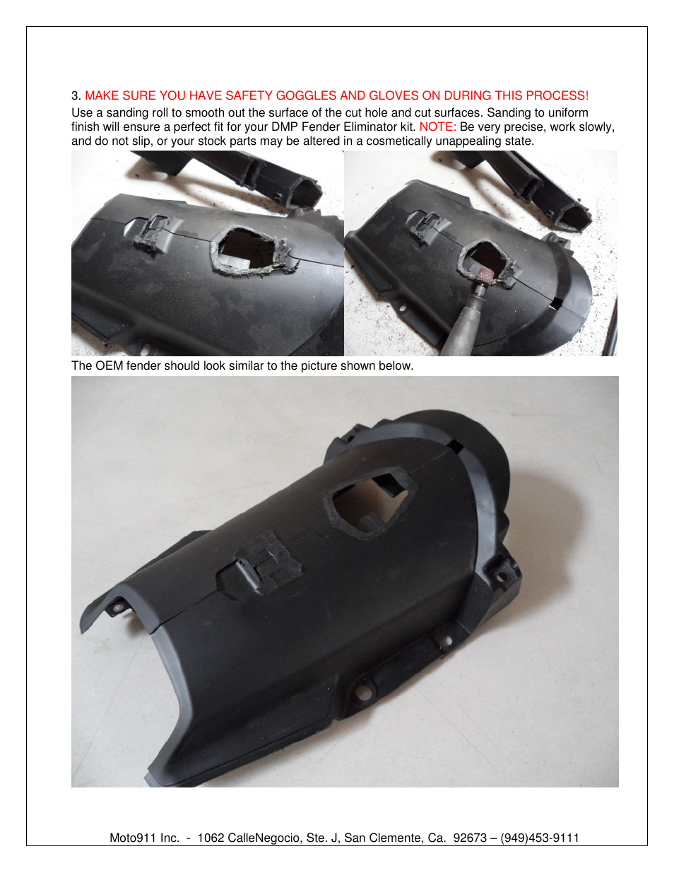 Shogun Motorsports Honda CBR1000RR (08-11) DMP Fender Eliminator Instructions User Manual | Page 3 / 6