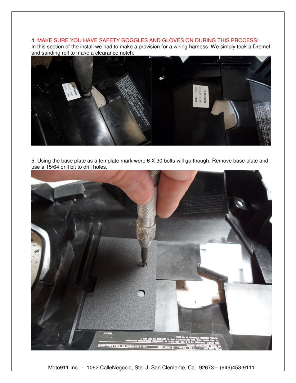 Shogun Motorsports Honda CBR1000RR (08-11) DMP Fender Eliminator Instructions User Manual | Page 4 / 6