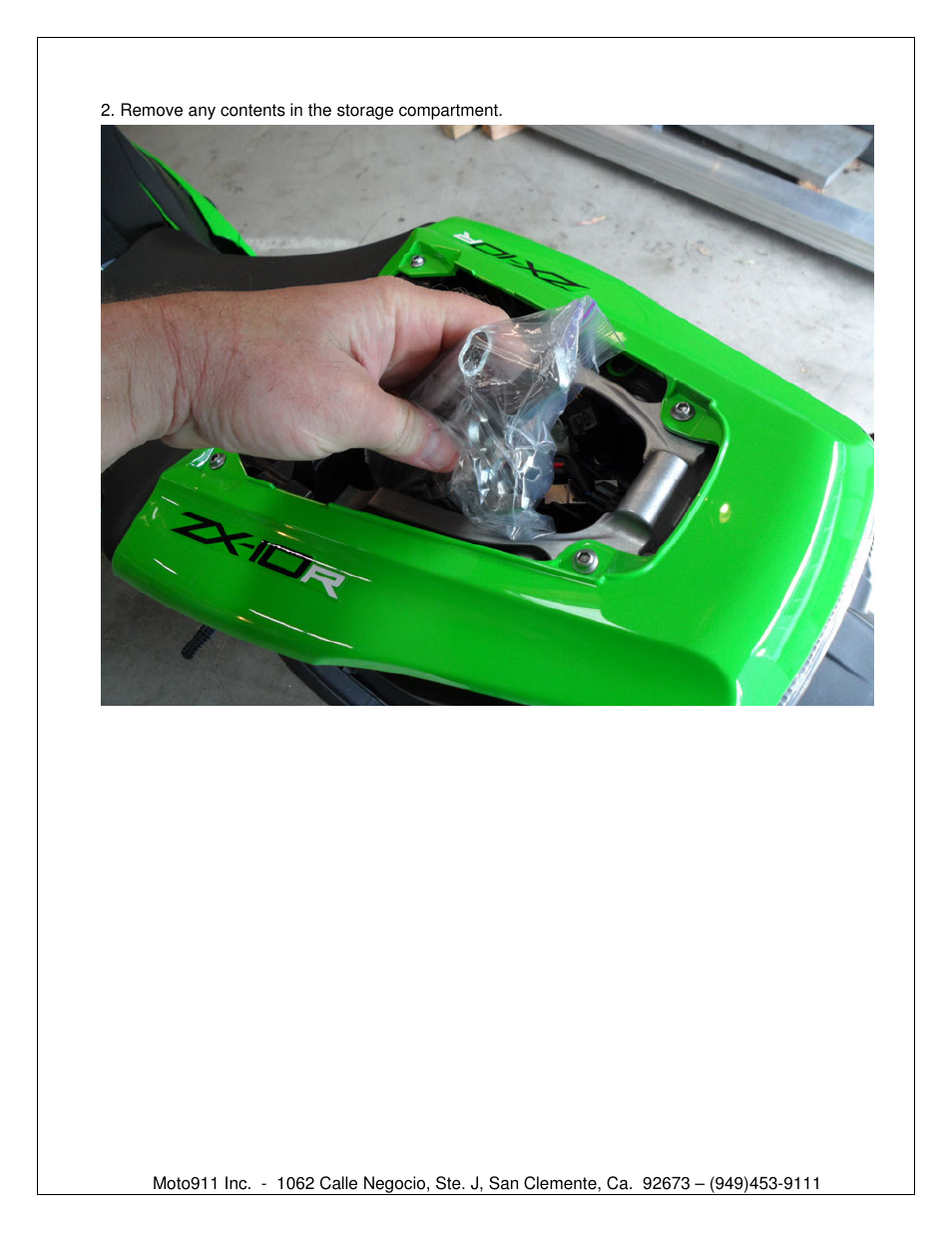 Shogun Motorsports Kawasaki ZX10R (2011) DMP Fender Eliminator Instructions User Manual | Page 2 / 8