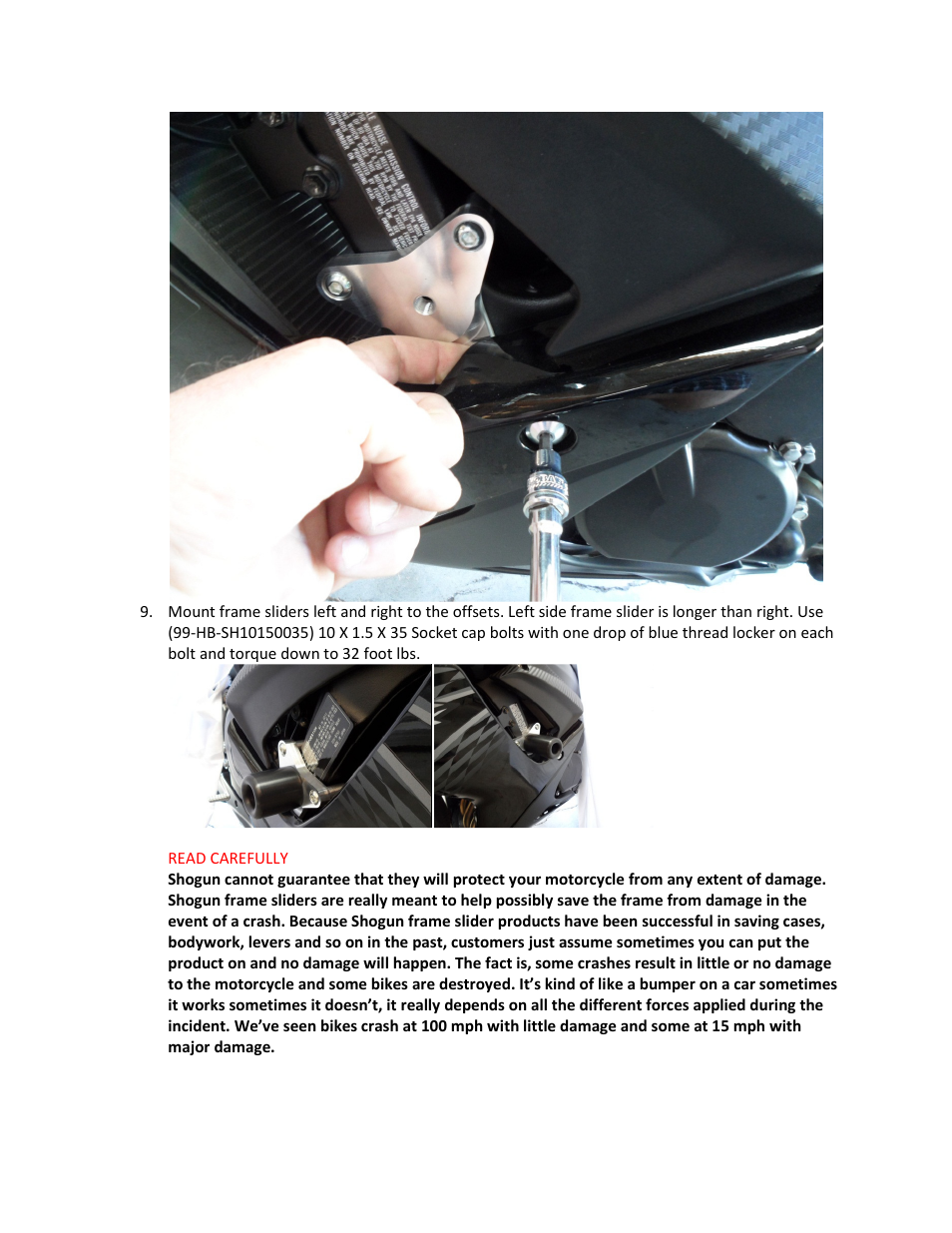Shogun Motorsports Suzuki GSXR600_750 (2011) NO CUT Frame Slider User Manual | Page 6 / 6