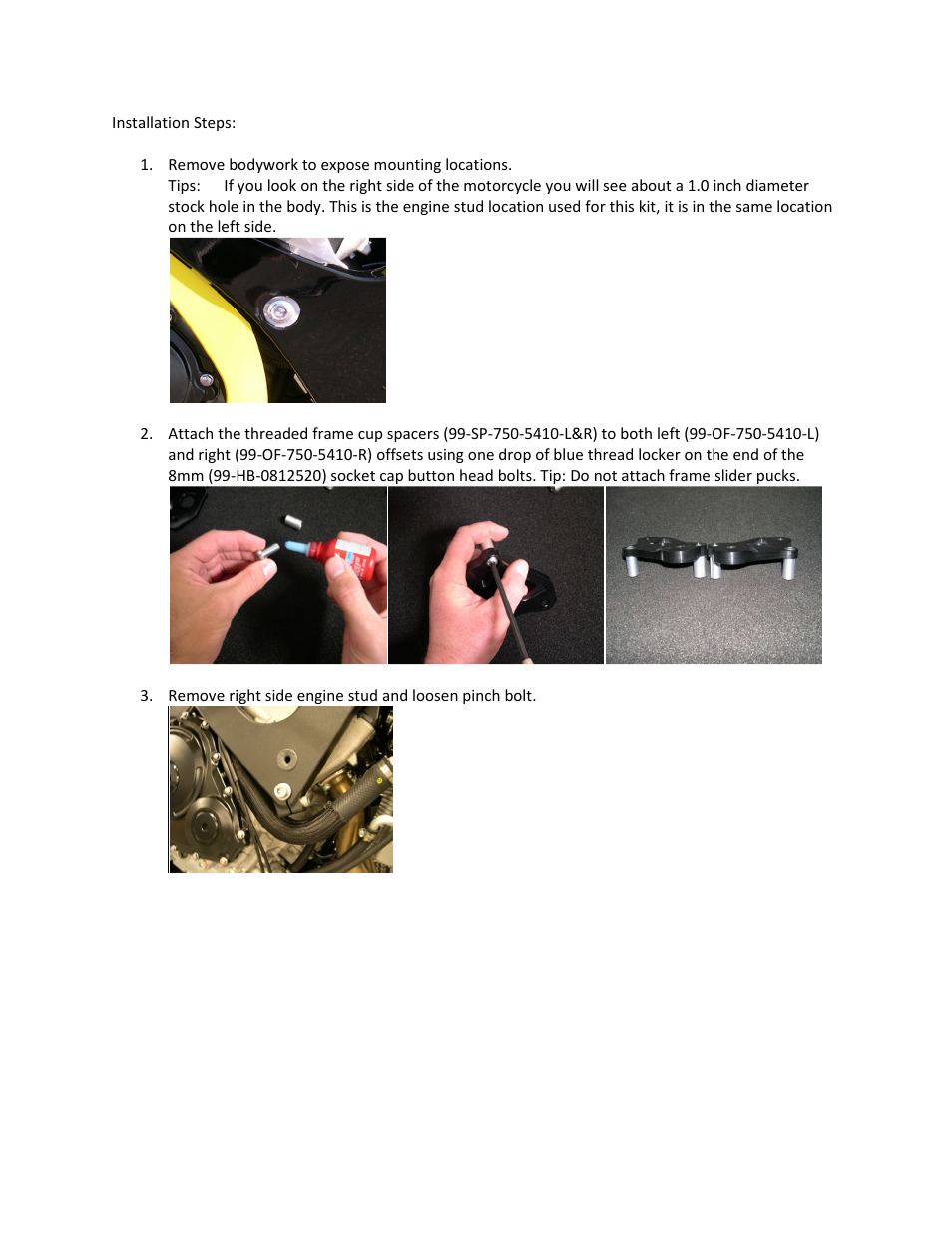 Shogun Motorsports Suzuki GSXR600_750 (2008) NO CUT Frame Slider User Manual | Page 2 / 4