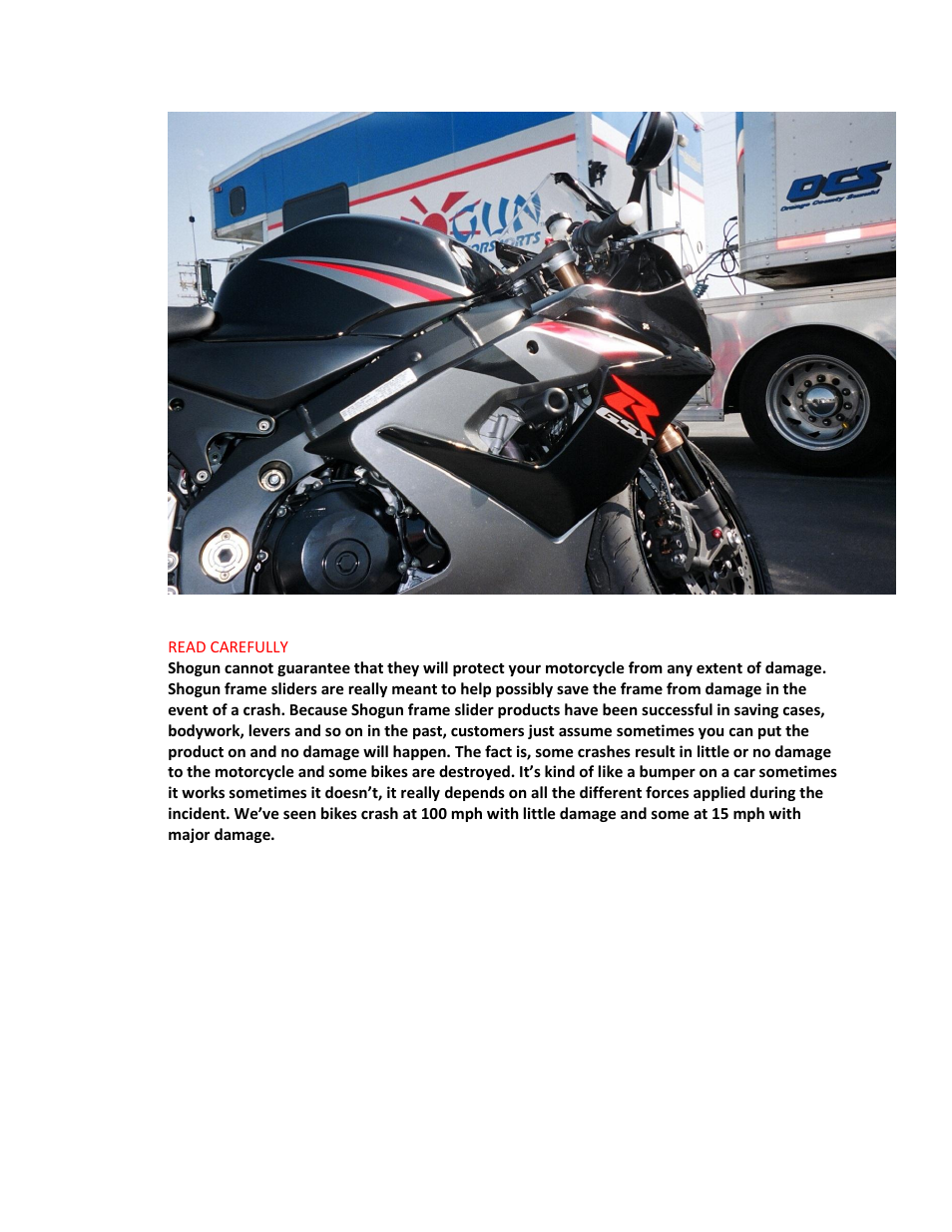 Shogun Motorsports Suzuki GSXR1000 (05-06) No Cut Frame Slider User Manual | Page 2 / 2