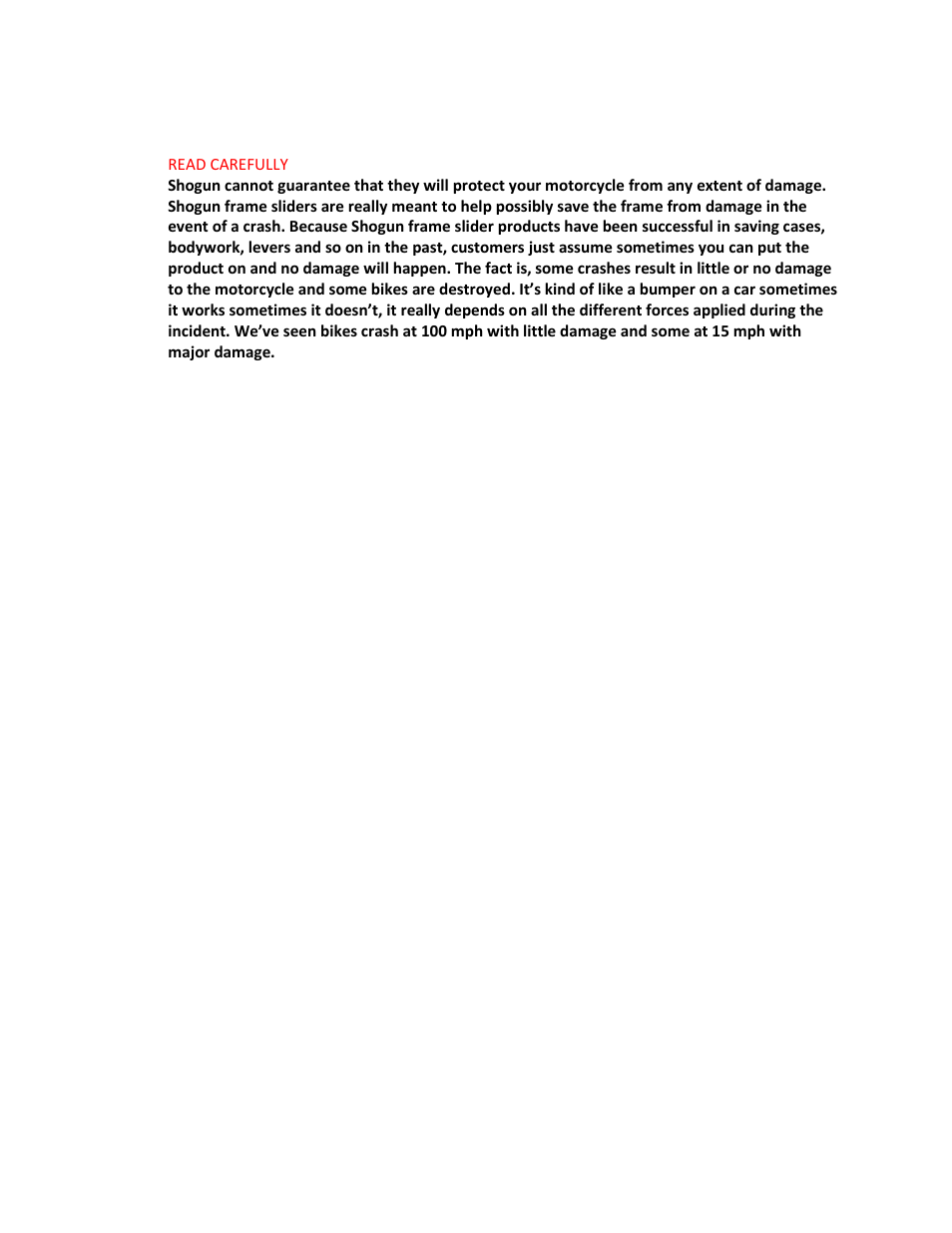 Shogun Motorsports Yamaha R6S (06-09) NO CUT Frame Slider User Manual | Page 3 / 3