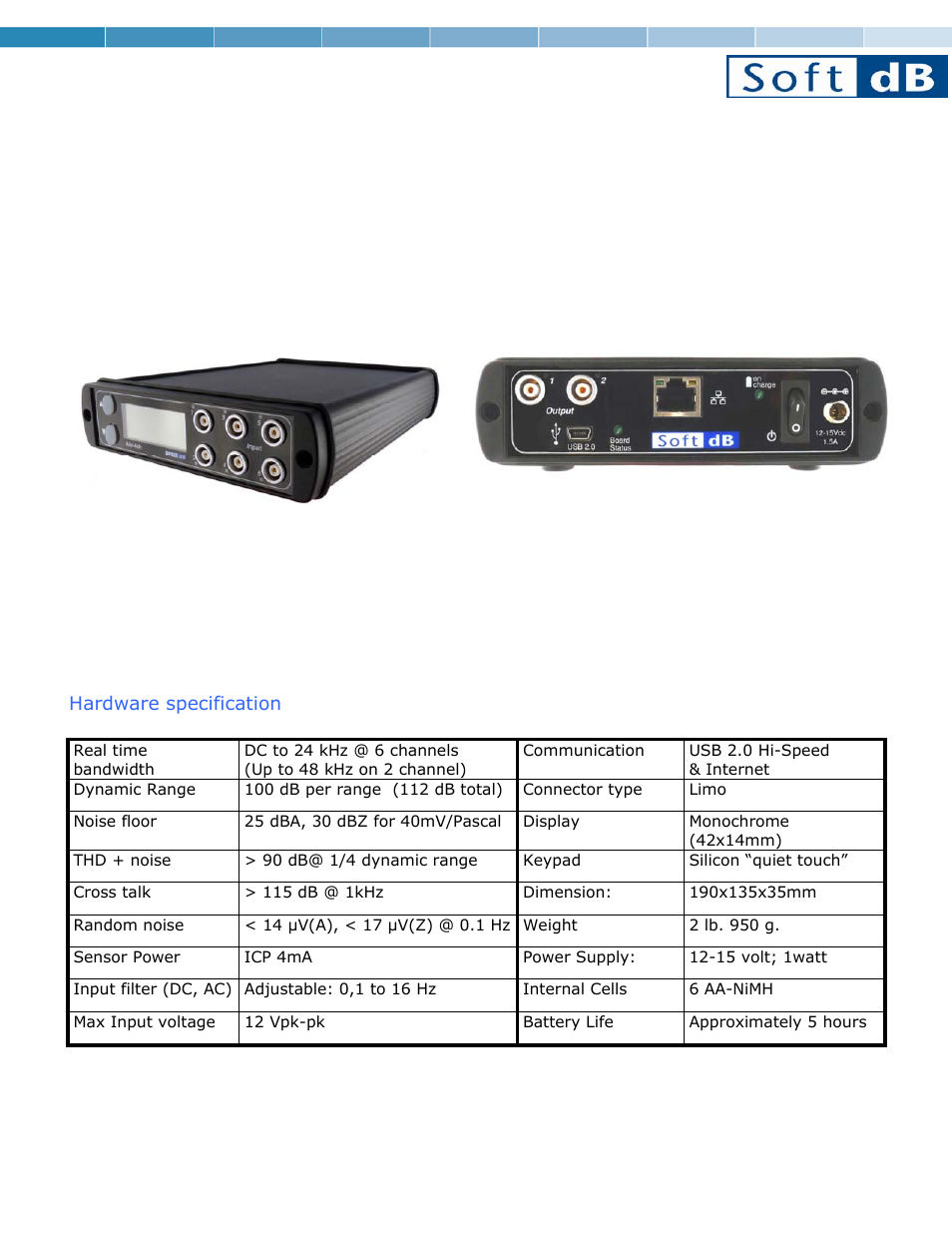 Soft dB Alto6 Spec sheet User Manual | 4 pages