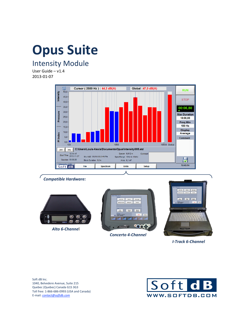 Soft dB Opus Suite Intensity Module User Manual | 26 pages