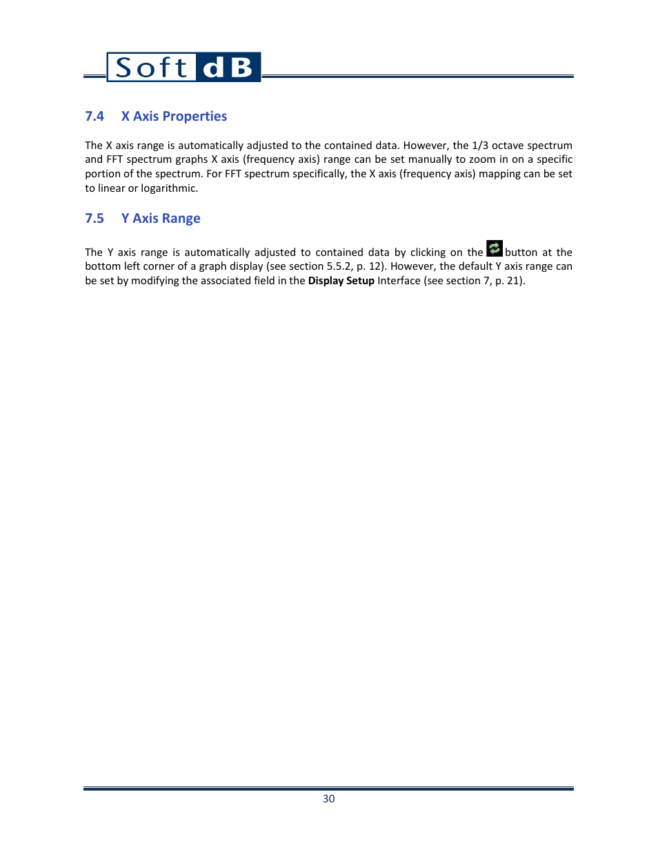 4 x axis properties, 5 y axis range | Soft dB Opus Suite SLM 4-Ch Module User Manual | Page 33 / 70