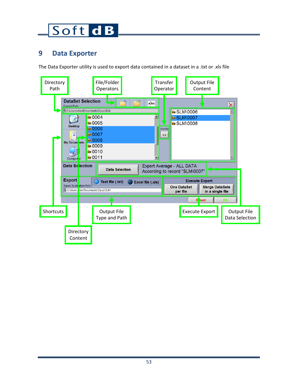 9 data exporter | Soft dB Opus Suite SLM 4-Ch Module User Manual | Page 56 / 70