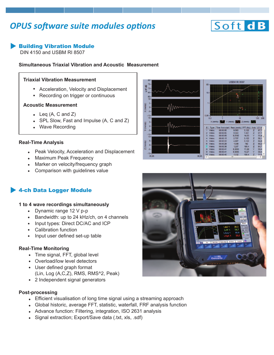 Opus software suite modules options | Soft dB Concerto User Manual | Page 3 / 4