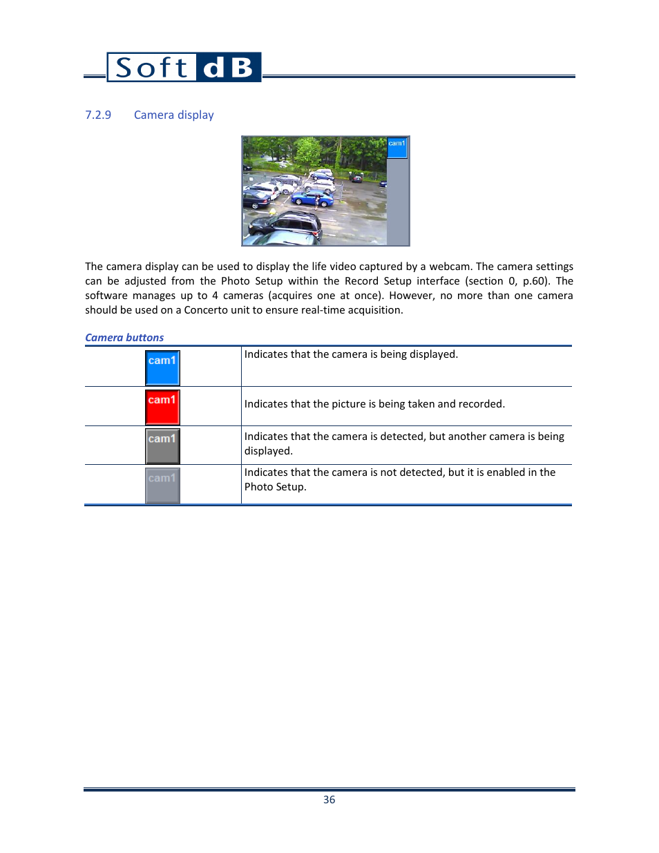 9 camera display, Camera display | Soft dB Opus Suite SLM & 3Vib Module User Manual | Page 39 / 82