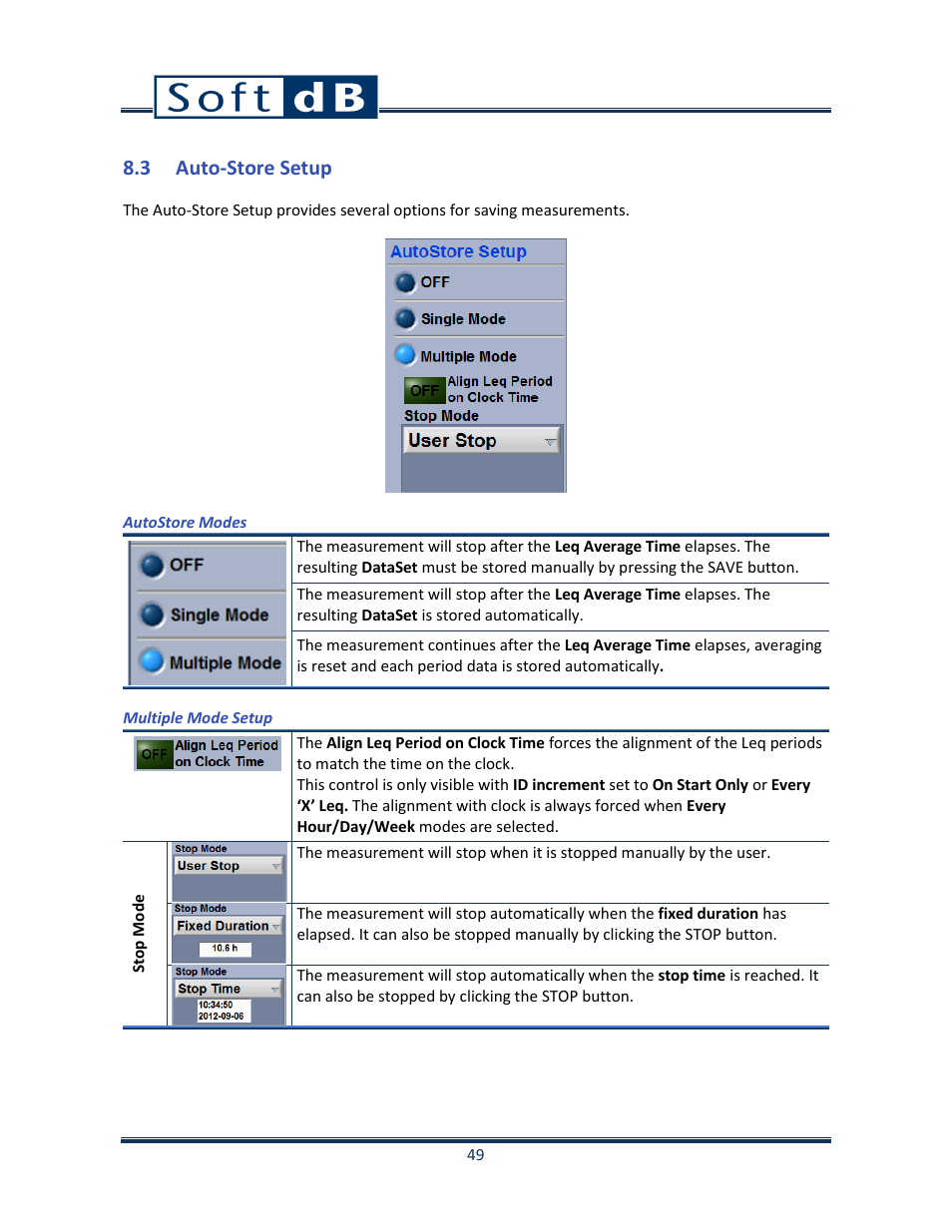 3 auto-store setup, Auto-store setup, 3, p. 49) | Soft dB Opus Suite SLM & 3Vib Module User Manual | Page 52 / 82