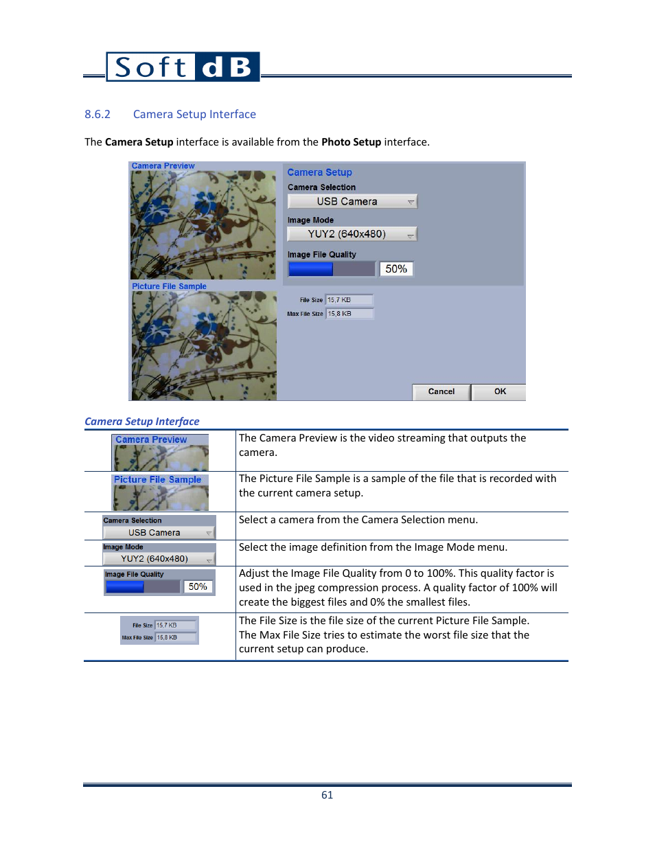 2 camera setup interface, Camera setup interface | Soft dB Opus Suite SLM & 3Vib Module User Manual | Page 64 / 82