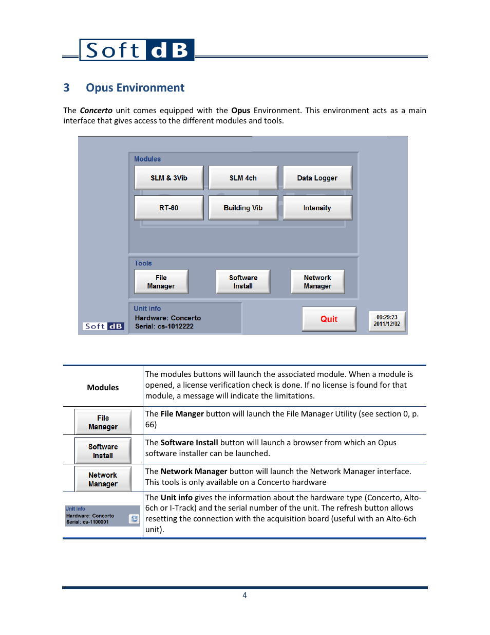 3 opus environment | Soft dB Opus Suite SLM & 3Vib Module User Manual | Page 7 / 82