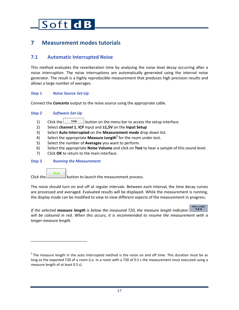 7 measurement modes tutorials, 1 automatic interrupted noise | Soft dB Opus Suite Building Acoustics Module Reverberation Time ISO 3382 User Manual | Page 18 / 36