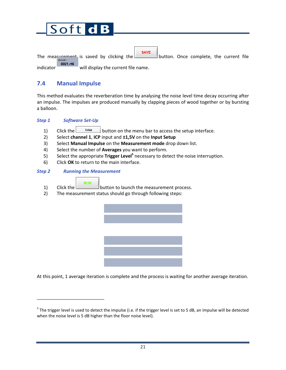 4 manual impulse | Soft dB Opus Suite Building Acoustics Module Reverberation Time ISO 3382 User Manual | Page 22 / 36