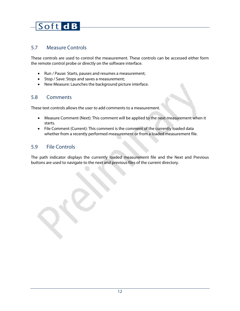 7 measure controls, 8 comments, 9 file controls | Soft dB I-Track User guide User Manual | Page 14 / 25