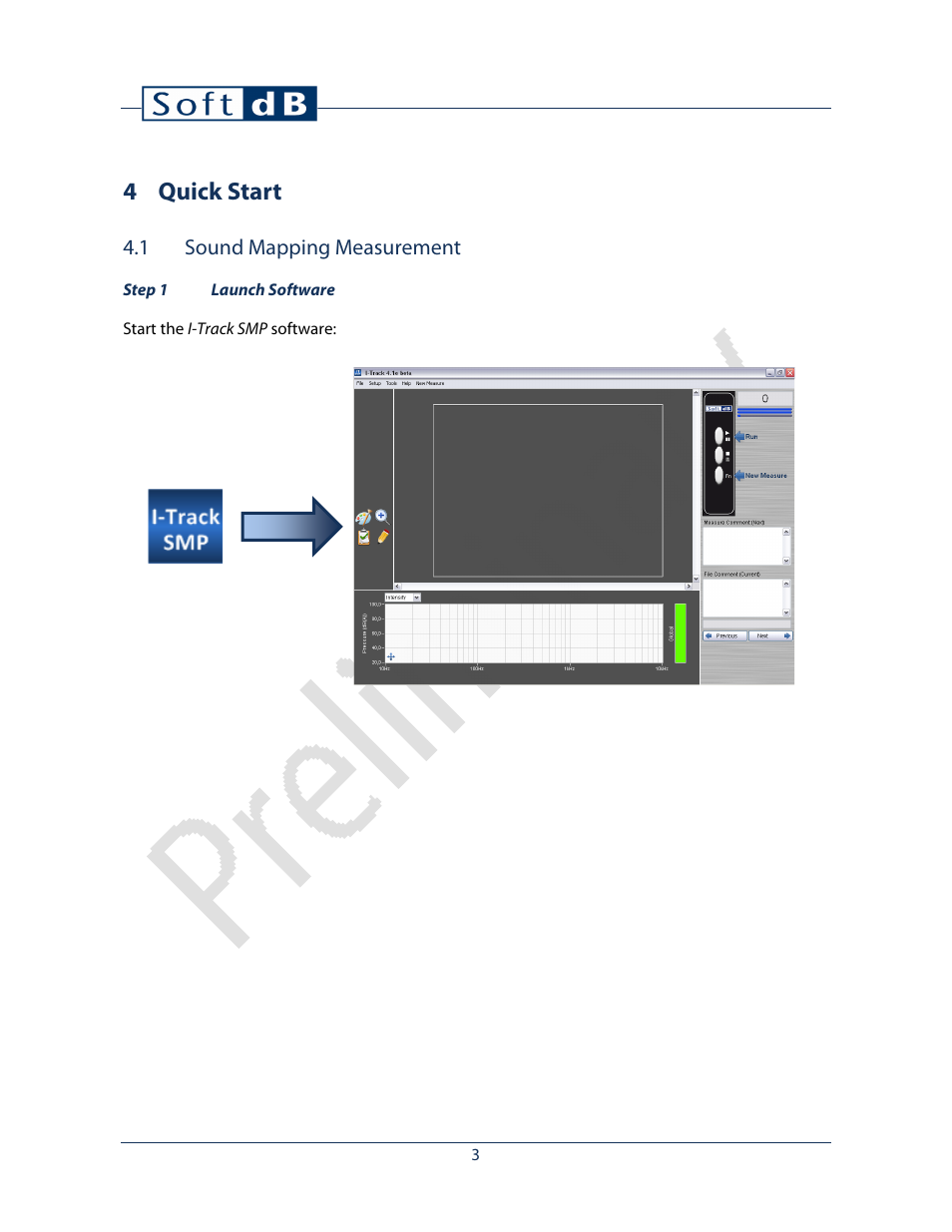 4 quick start, 1 sound mapping measurement | Soft dB I-Track User guide User Manual | Page 5 / 25