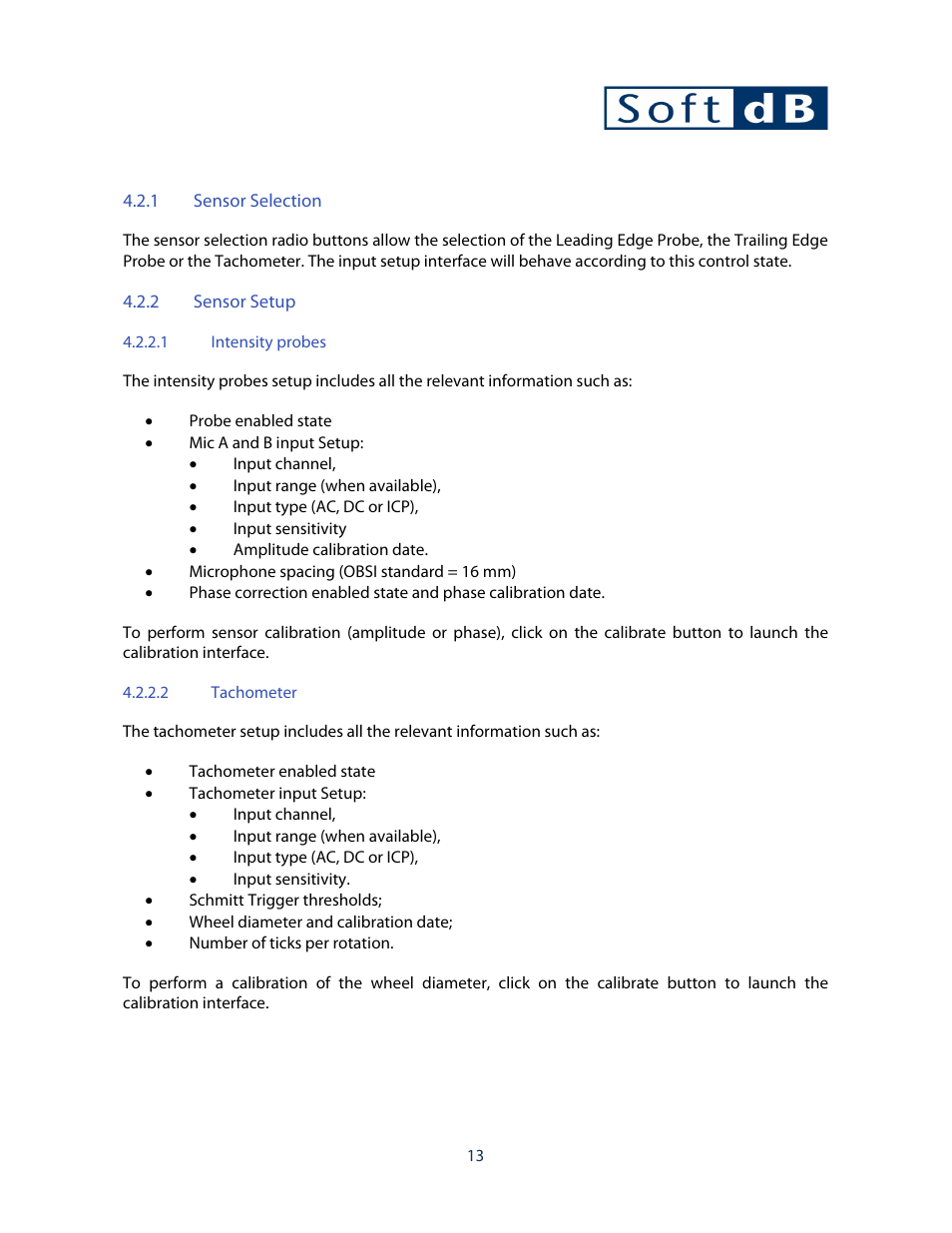 1 sensor selection, 2 sensor setup | Soft dB OBSI Software User Guide User Manual | Page 17 / 26
