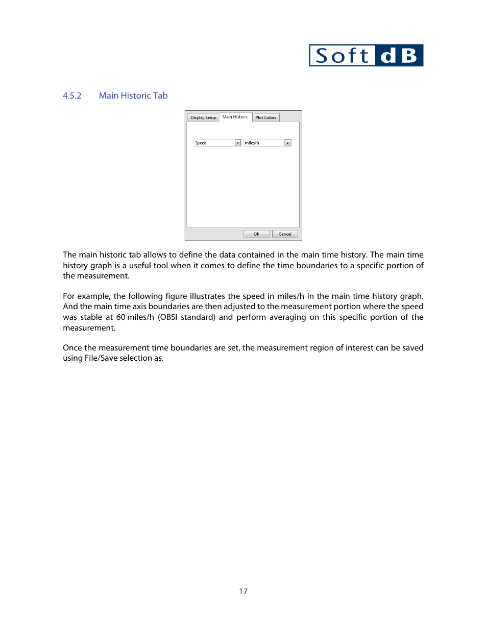 2 main historic tab | Soft dB OBSI Software User Guide User Manual | Page 21 / 26