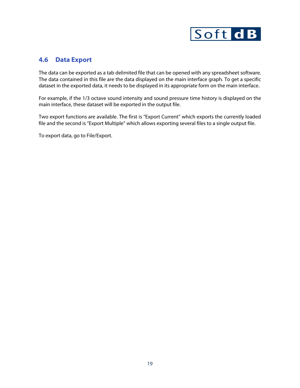 6 data export | Soft dB OBSI Software User Guide User Manual | Page 23 / 26