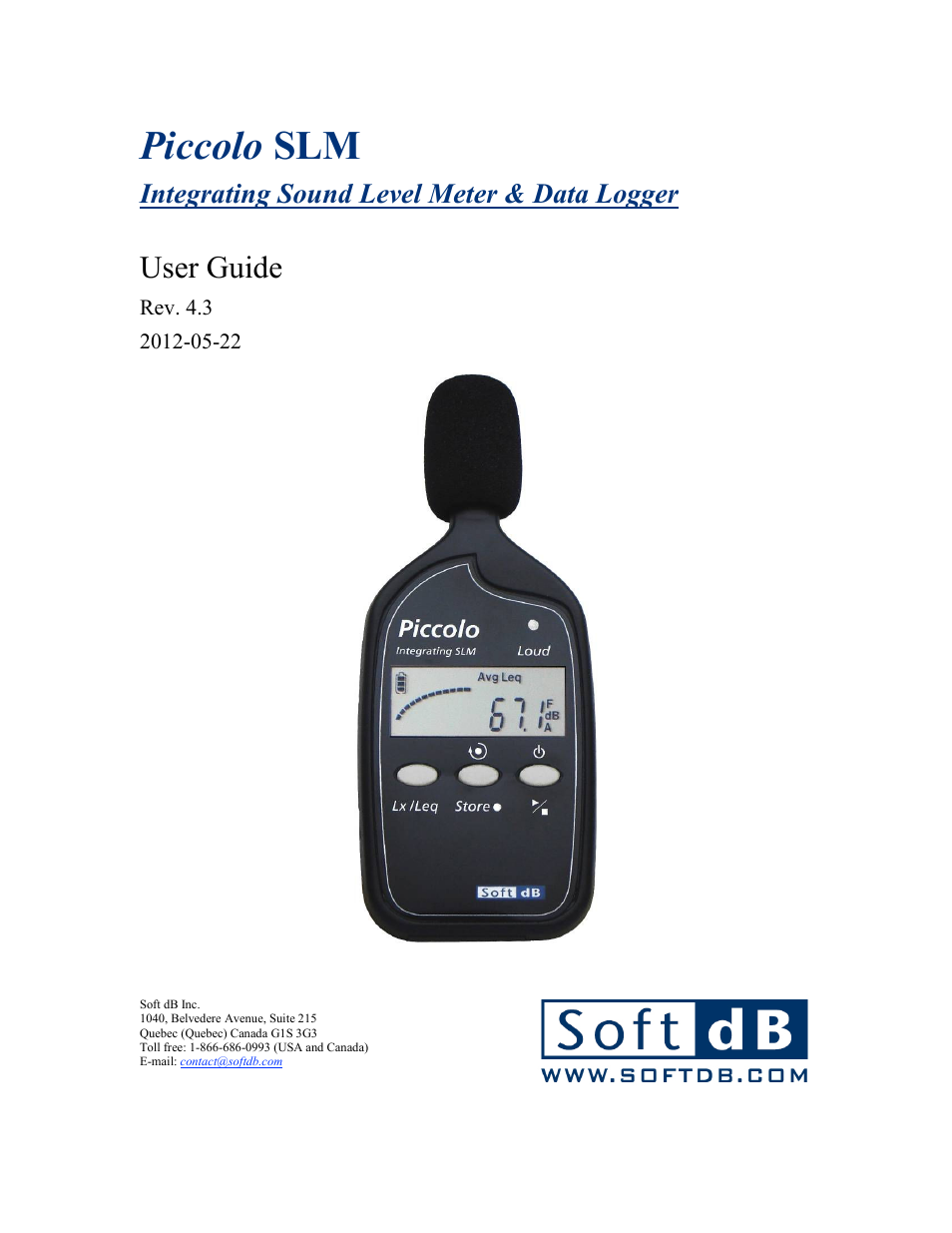 Soft dB Piccolo User guide User Manual | 21 pages